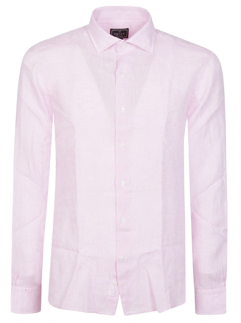 Orian Pastel Pink Slim Linen Shirt