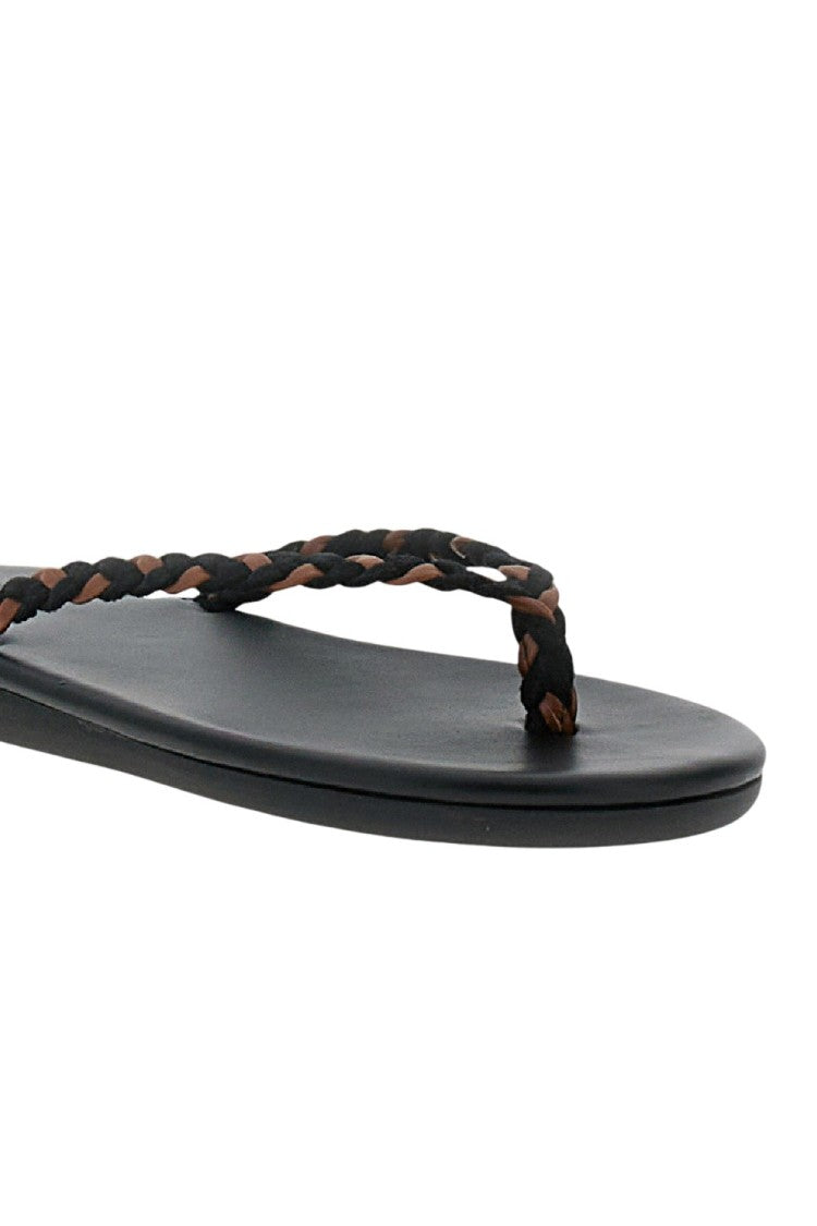 Ancient Greek Sandals Black Saionara Leather Thong Sandals