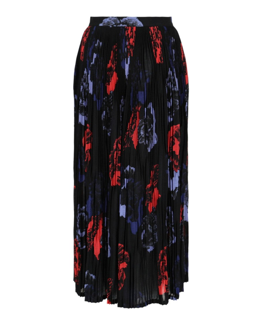 Ferragamo Pleated Poppies Midi Skirt
