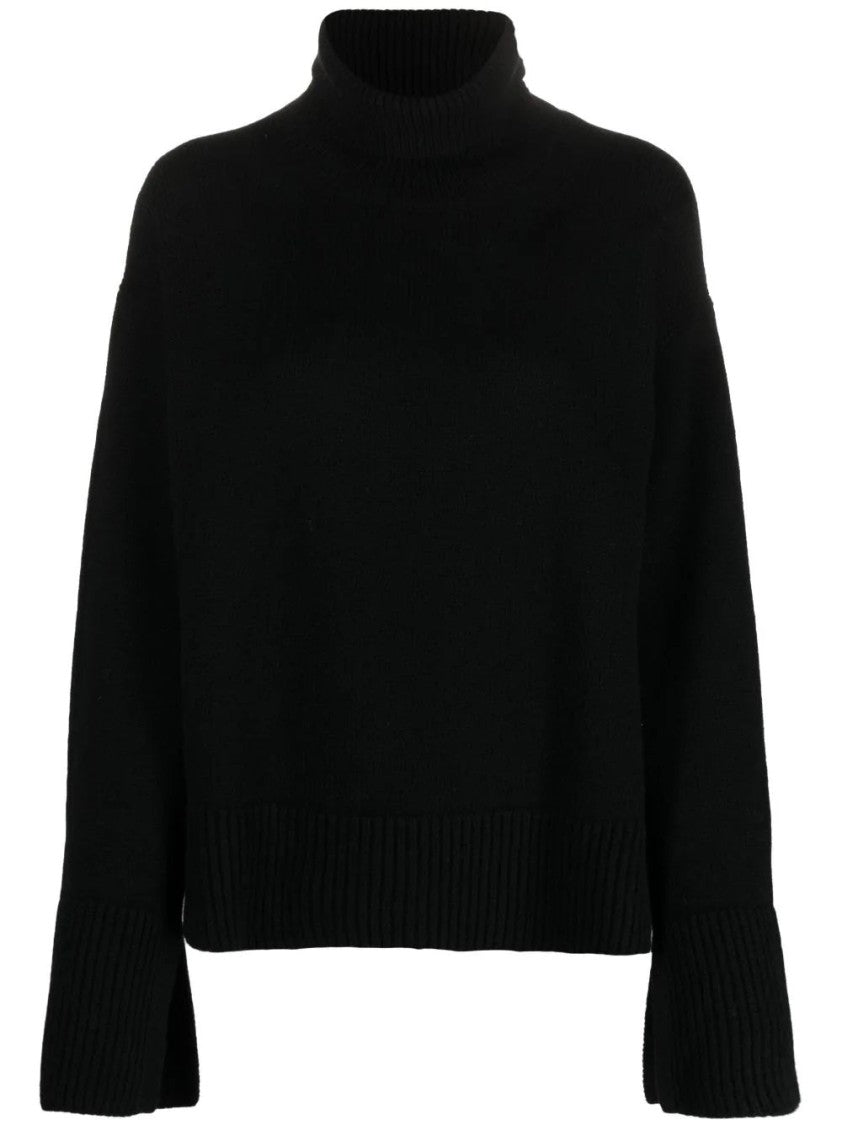 P.A.R.O.S.H. Relaxed-Fit Black Wool Sweater With High Neck
