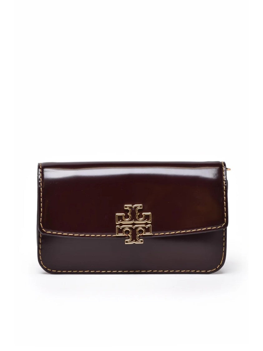 Tory Burch Brown Calfskin Logo Shoulder Bag