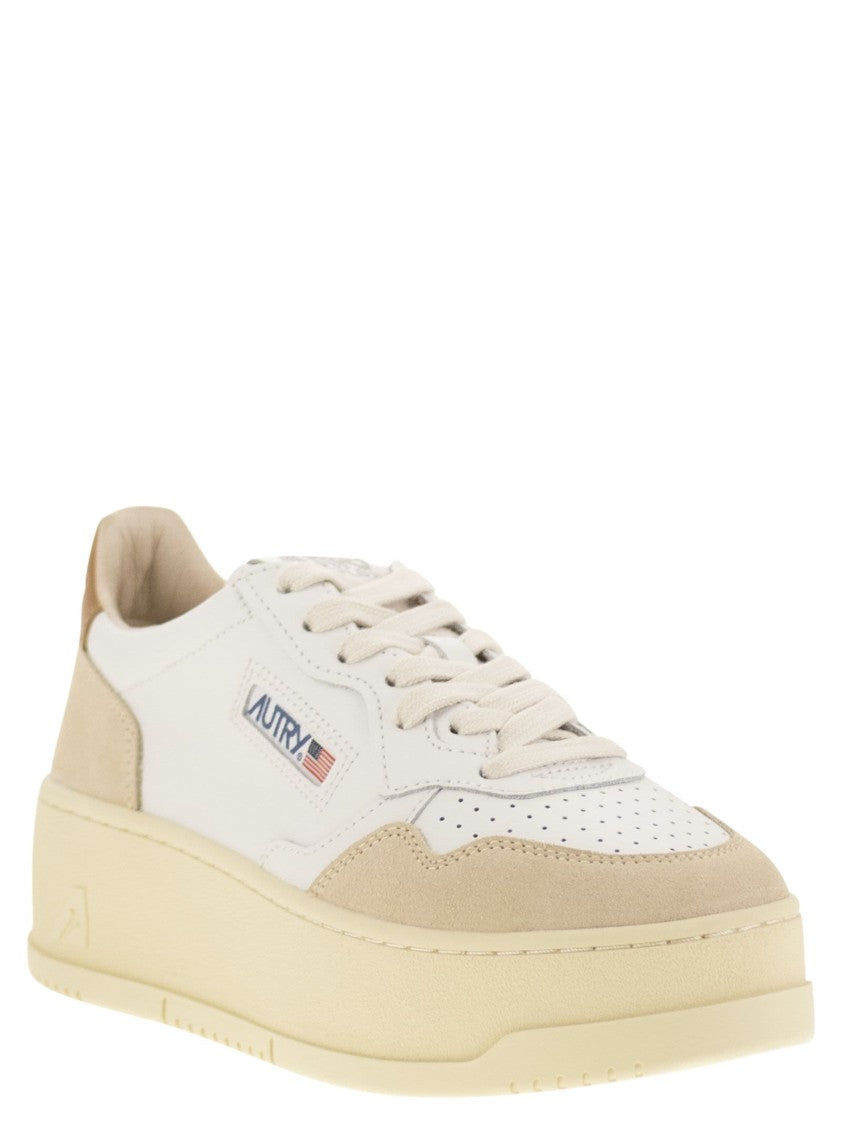 Autry Medalist Platform - Leather And Suede Trainers