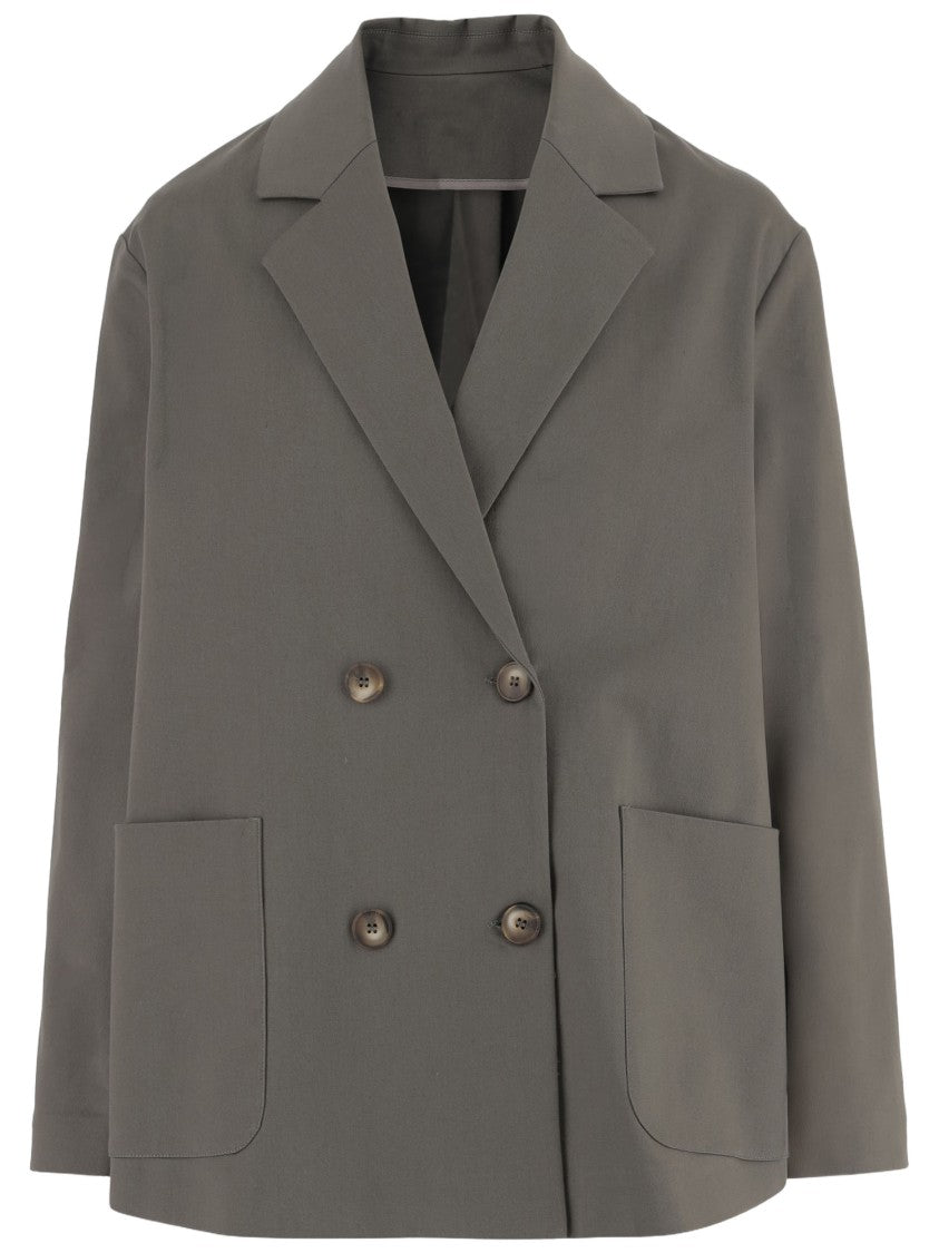 F.It Stretch Cotton Double-Breasted Jacket