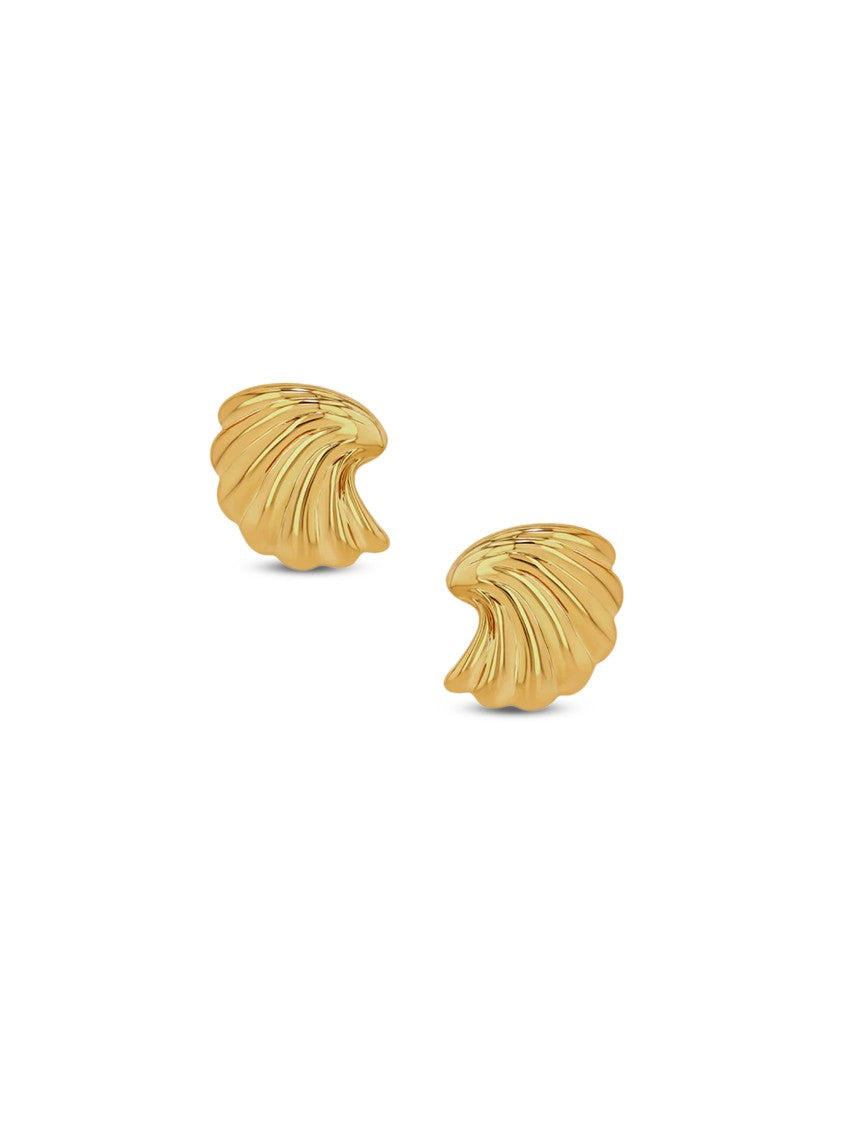 Anine Bing Curved Shell Earrings In 14K Gold Plated Brass