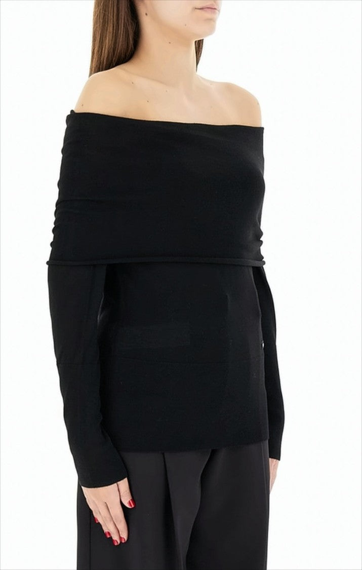 Pinko Off-The-Shoulder Fitted Top With Long Sleeves