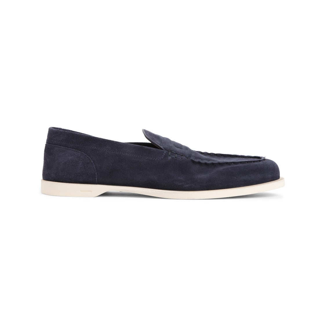 John Lobb Navy-Blue Suede Leather Pace Oval Flexi Loafers