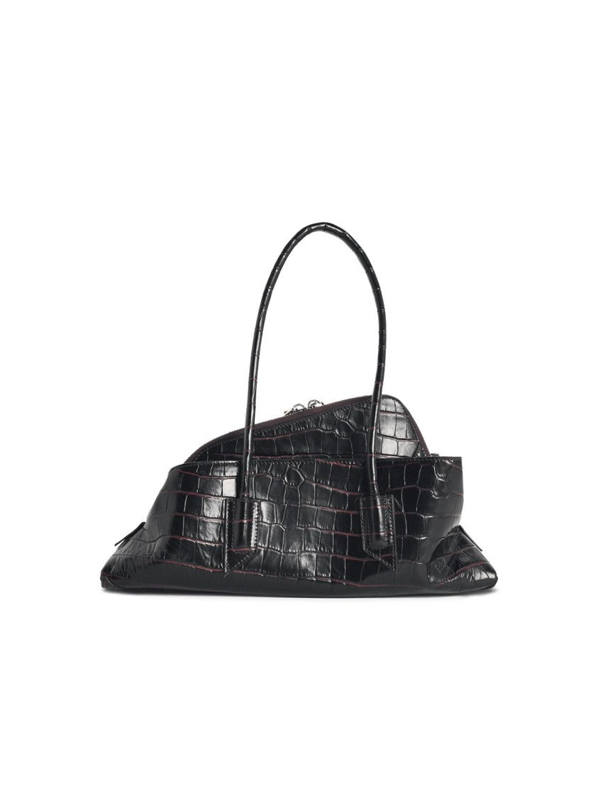 The Attico 'Top Handle La Passeggiata Small' 'Coffee' Leather Bag