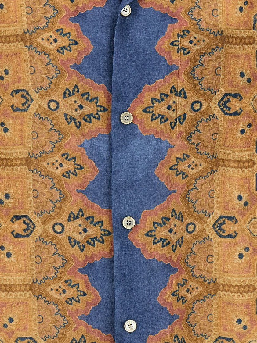 Valentino Garavani Linen Bowling Shirt With 'Voyage Imaginaire' Print