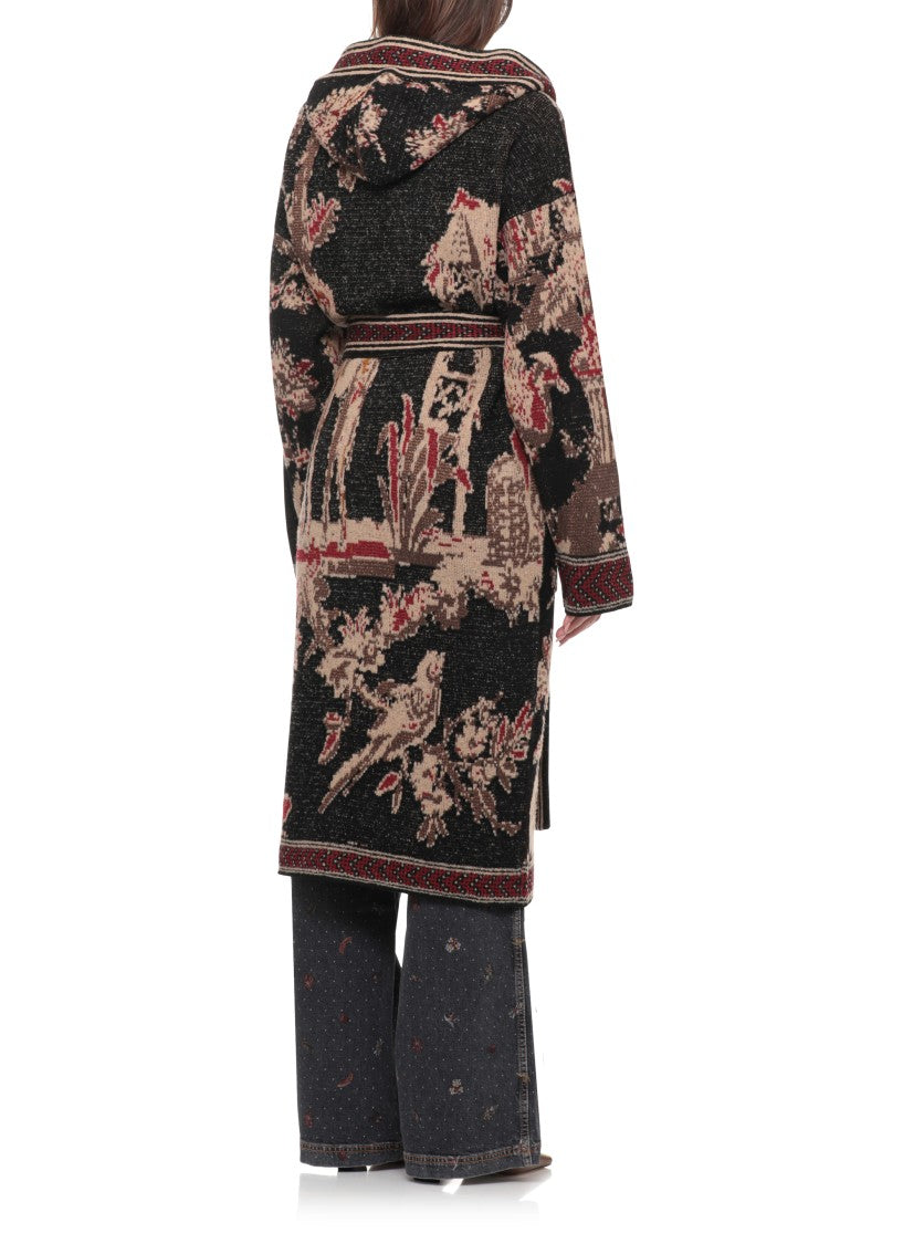 Etro Mid-Length Hooded Cardigan With Fantasy Pattern