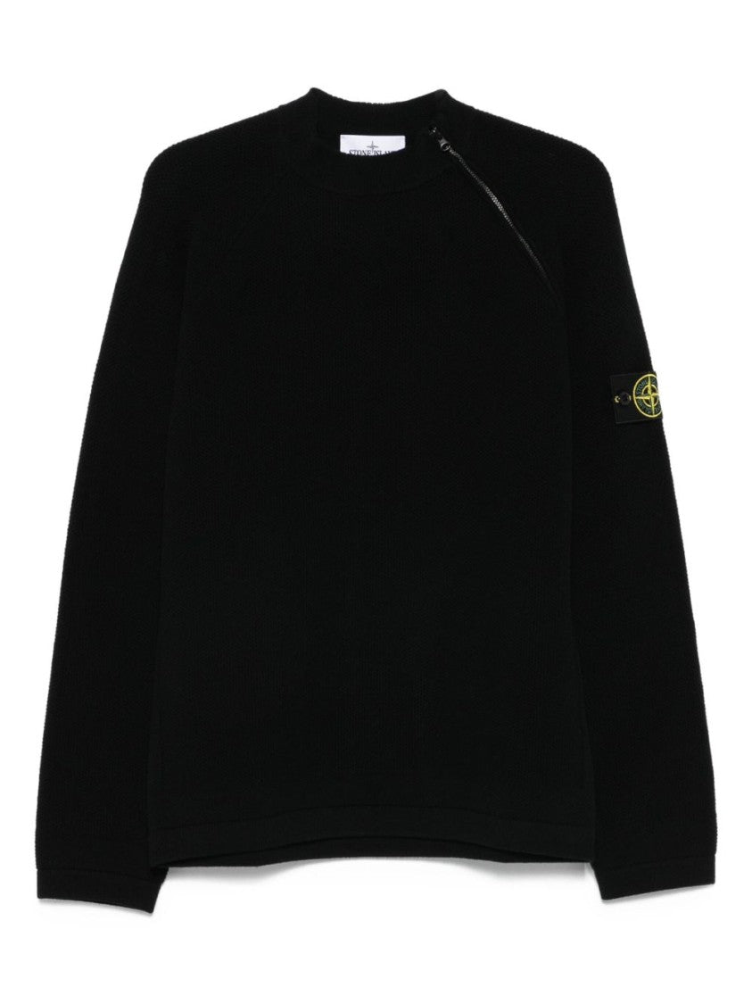 Stone Island Textured Honeycomb Stitch Mock Neck Sweater