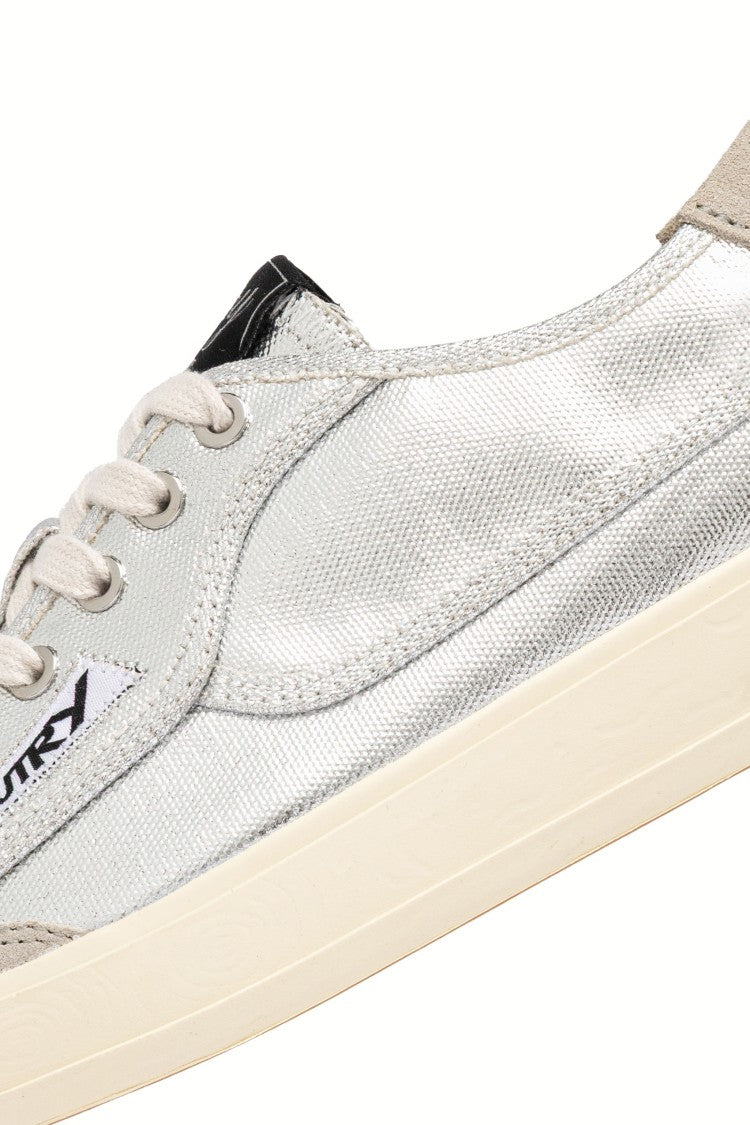 Autry Silver Windscape Laminated Canvas Sneakers