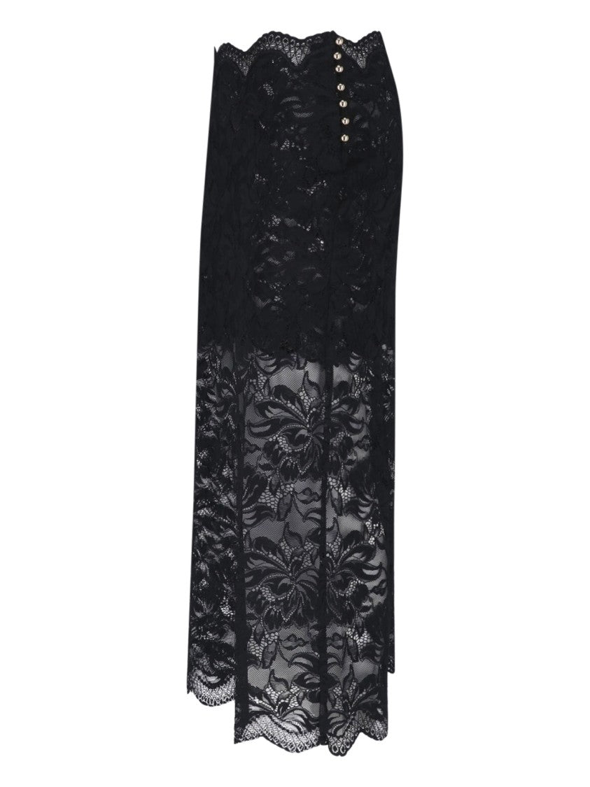 Rabanne Black Floral Lace Midi Skirt
