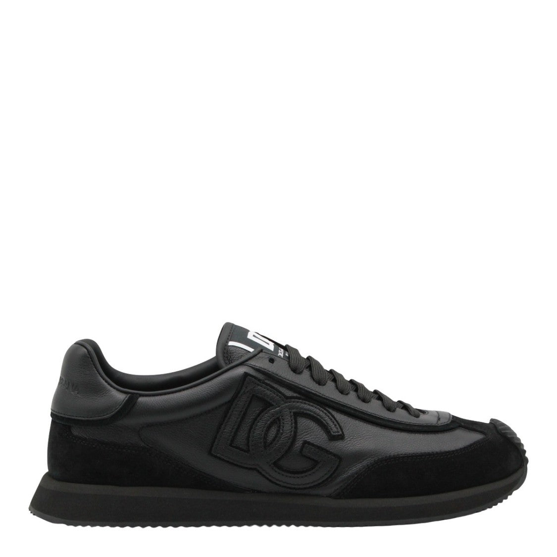 Dolce & Gabbana Monochromatic Black Sneakers With Leather