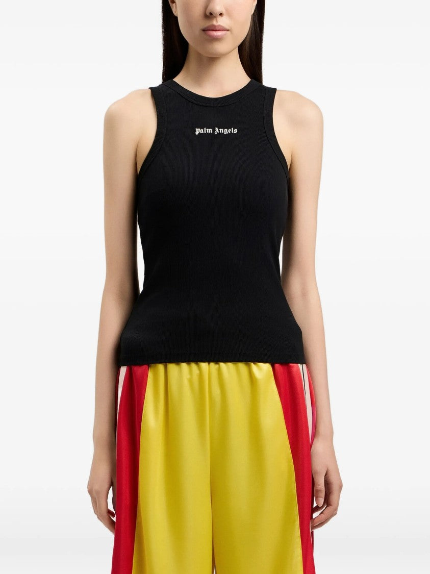 Palm Angels Black Classic Logo Fitted Tank Top