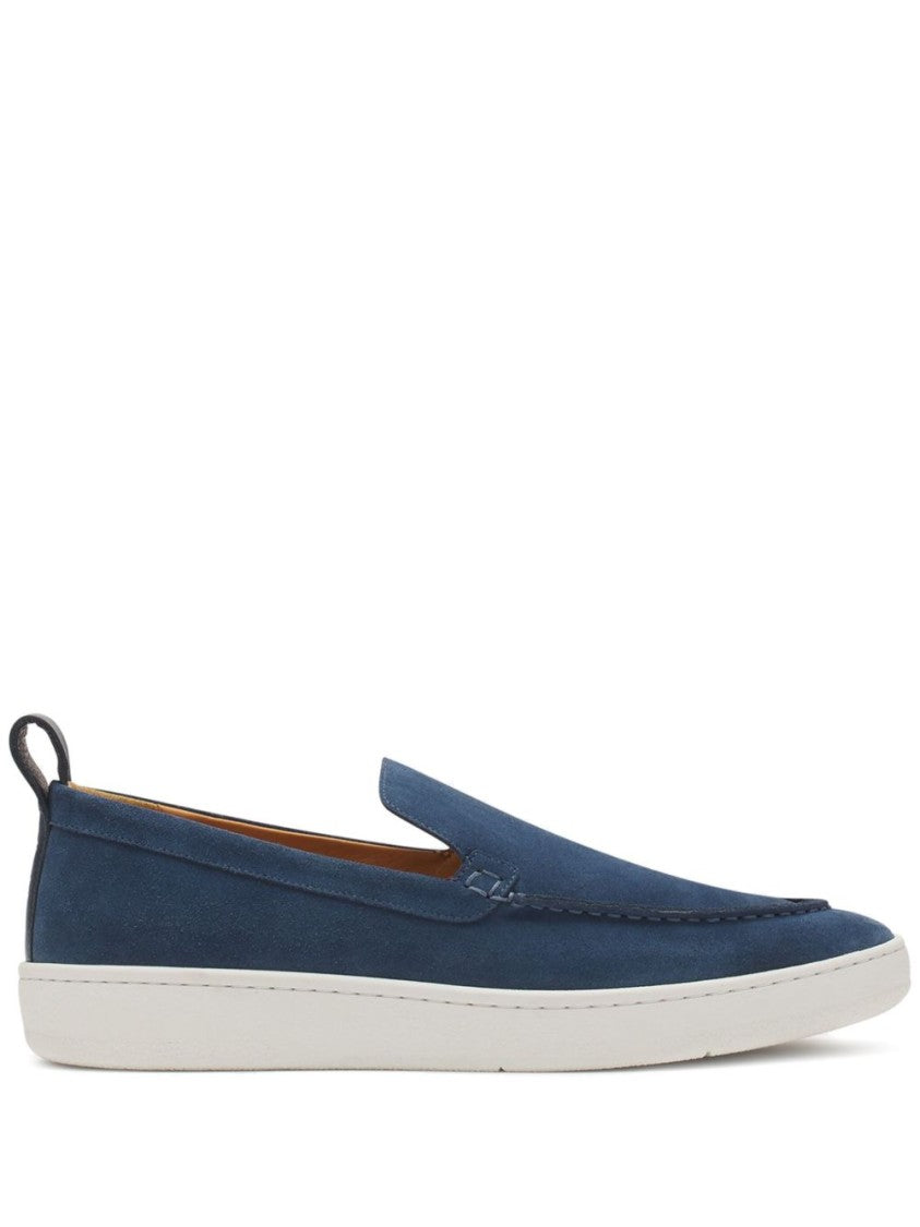 Lanvin Navy Blue Pull-Tab Moc Stitch Sandals