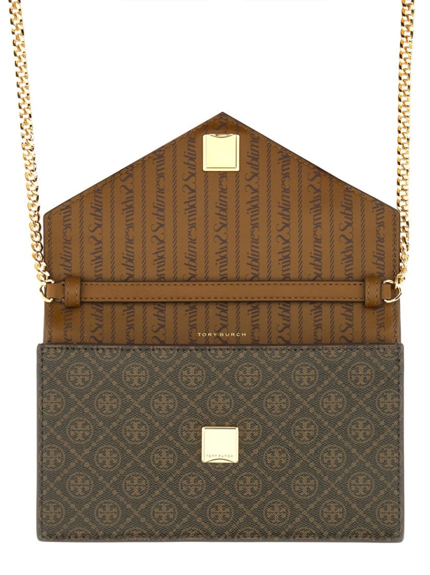 Tory Burch "T Monogram" Wallet With Chain