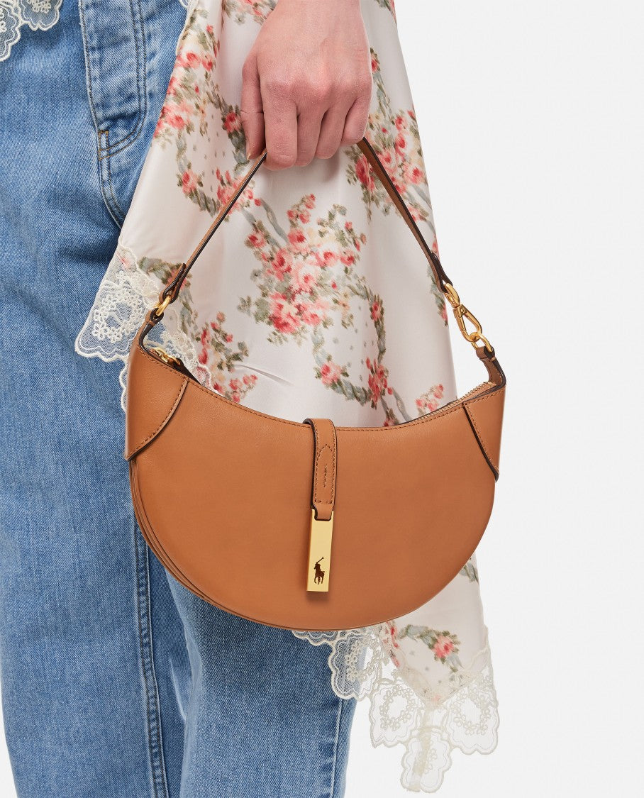Polo Ralph Lauren Crescent Mini Leather Shoulder Bag With Gold-Tone Accents