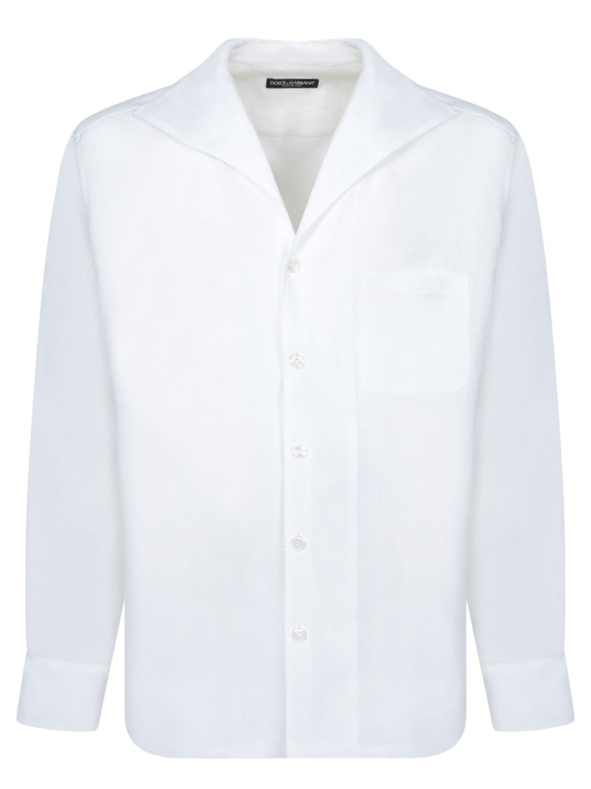 Dolce & Gabbana Refined White Linen Shirt With Classic Collar