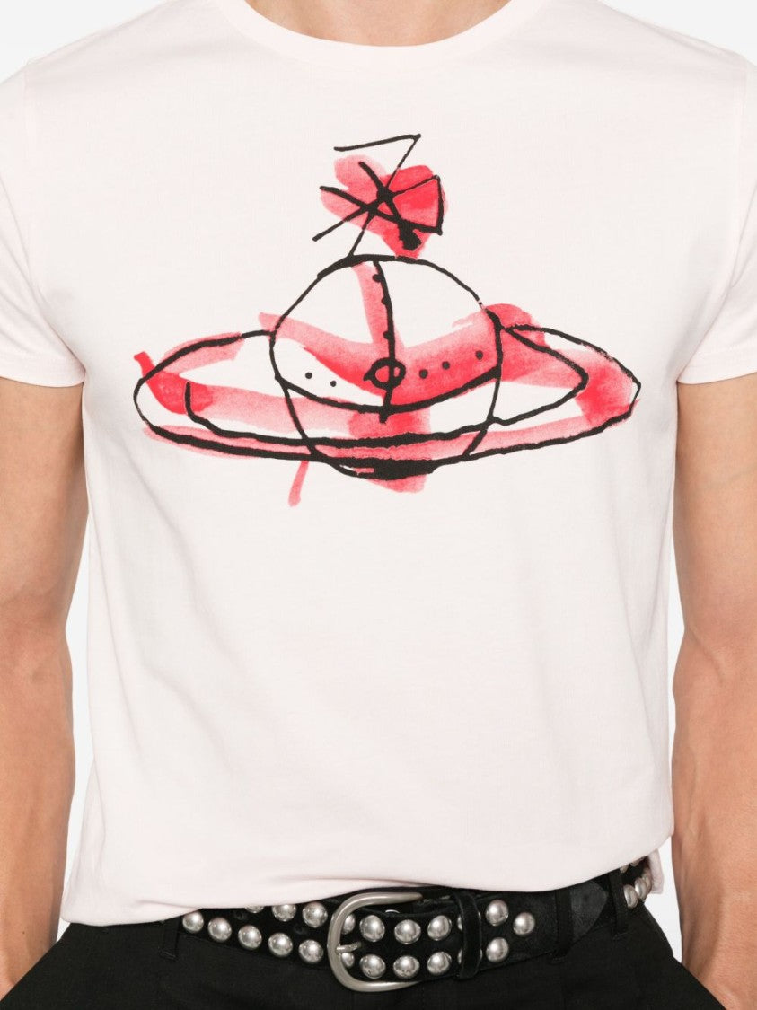 Vivienne Westwood Short-Sleeved Orb Graphic T-Shirt In Blush Pink