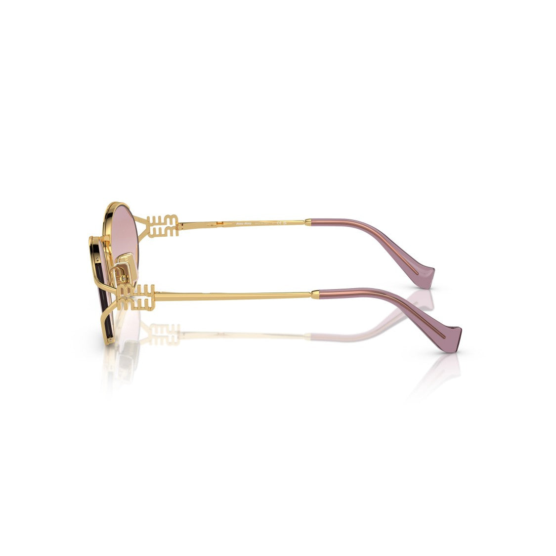 Miu Miu 0Mu 52Ys Oval Gold Metal Frame Sunglasses