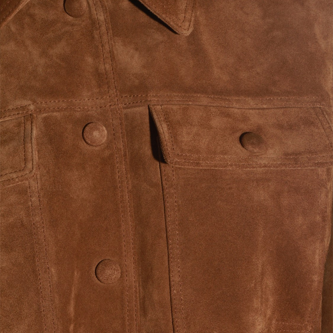 Saint Laurent Brown Suede Jacket With Classic Collar
