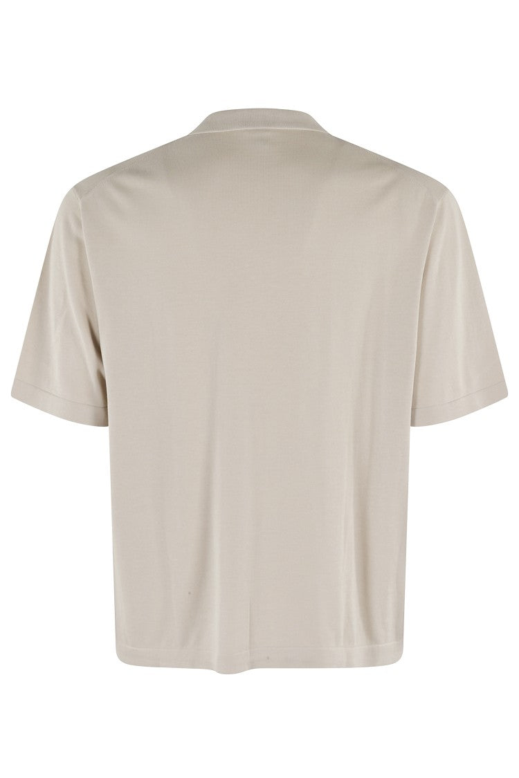 Aspesi Short-Sleeved Cotton Shirt With Classic Pointed Collar