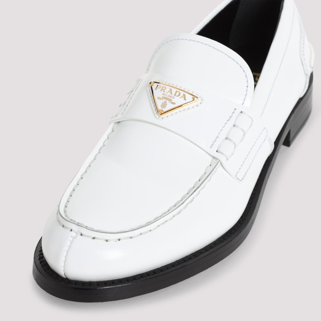 Prada White Calf Leather Loafers