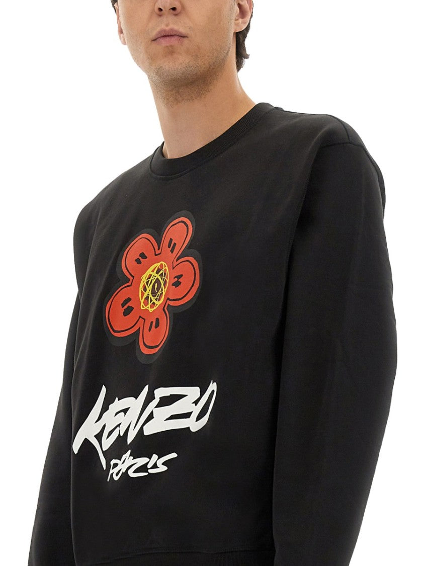 Kenzo Bold Floral Graphic Sweatshirt With Signature Logo