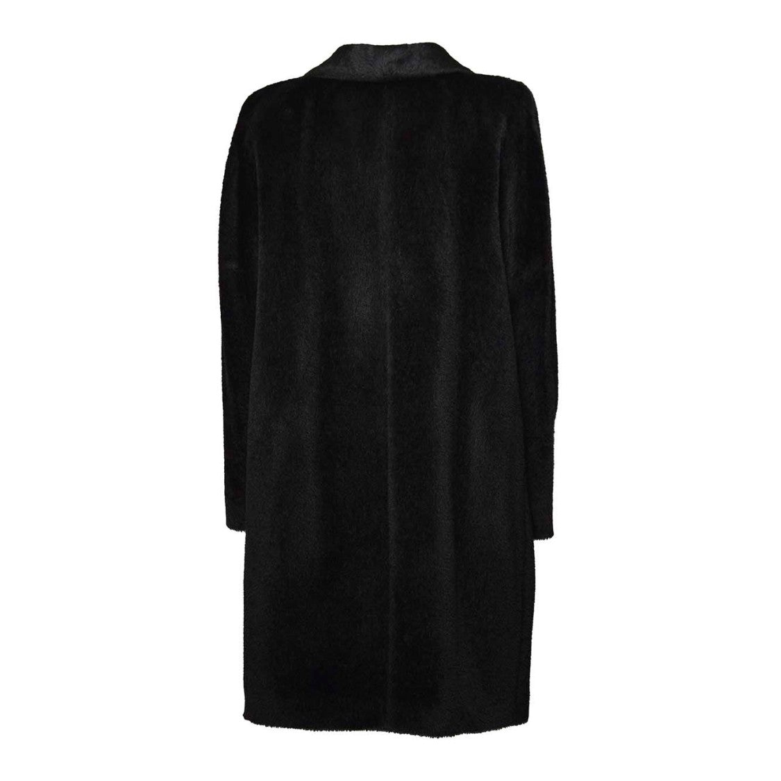 Max Mara Double-Breasted Black Midi Coat In Alpaca