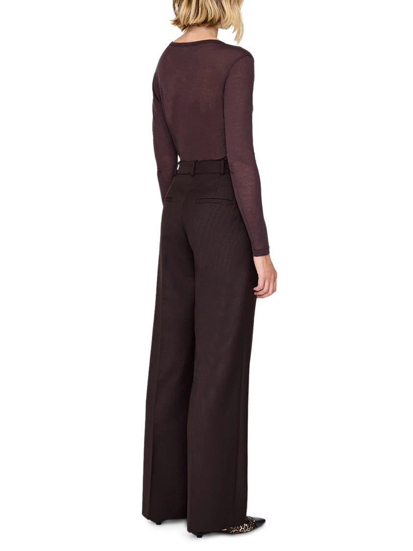 Anine Bing High-Waisted Wide-Leg Trousers With Front Pleats