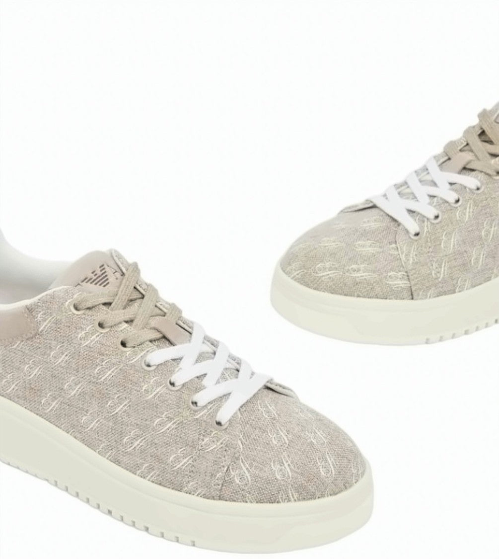Emporio Armani Logo Print Canvas Sneakers