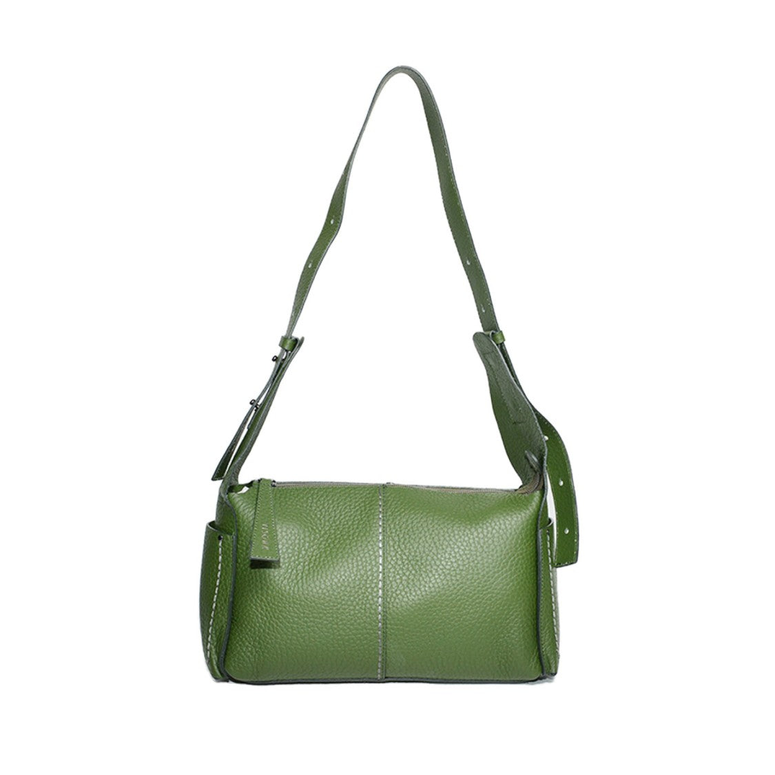 Plinio Visona' Emerald Green Plain Hammered Leather Bag