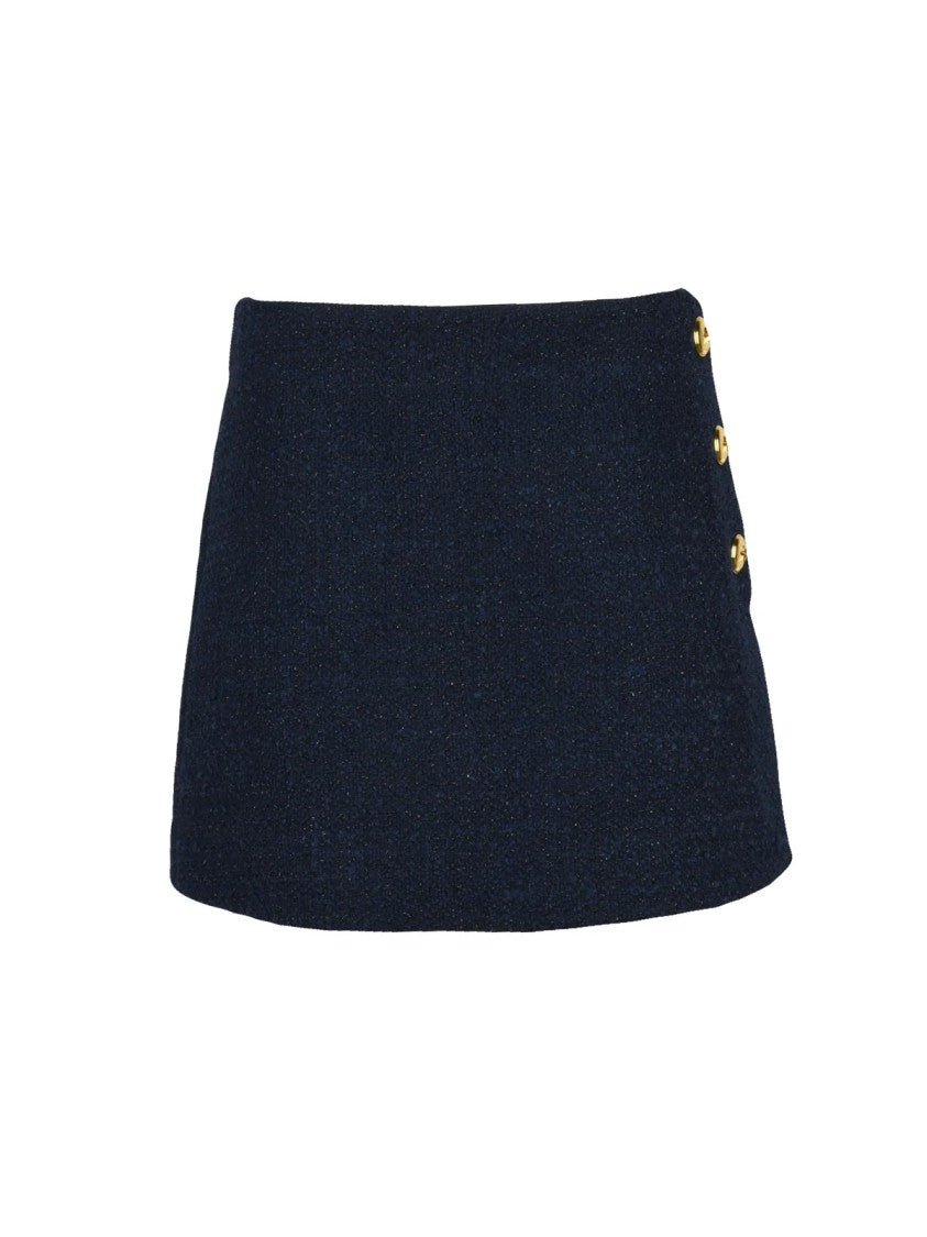 Pinko Blue Bouclé Zip Mini Skirt