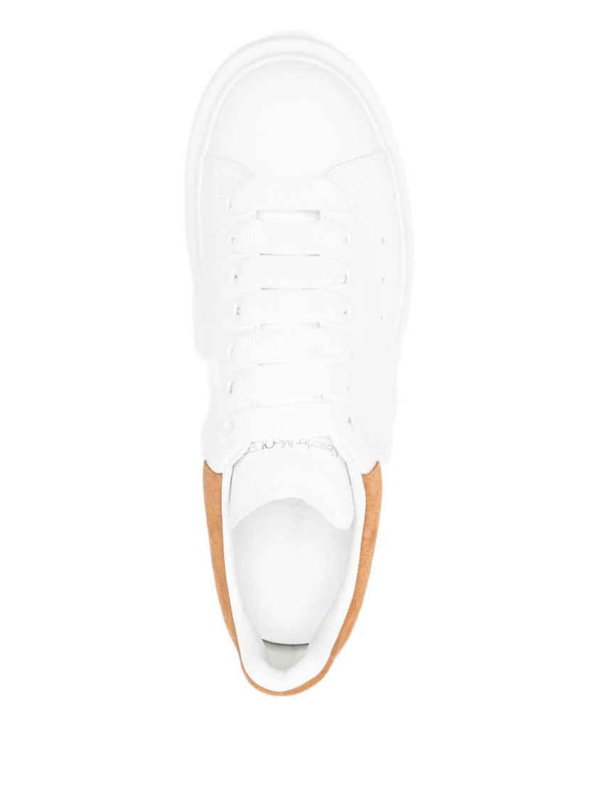 Alexander Mcqueen White Leather Sneakers With Suede Heel Tab