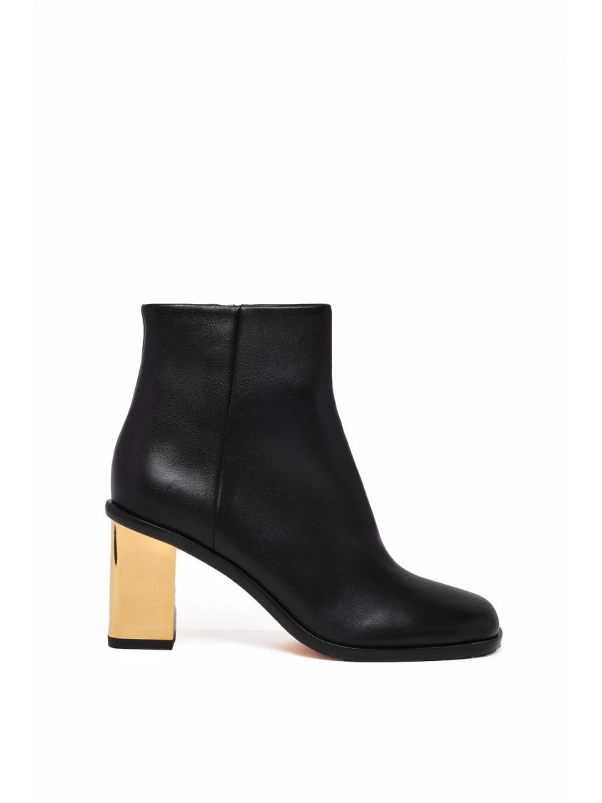 Chloé Black Leather Block-Heel Ankle Boots