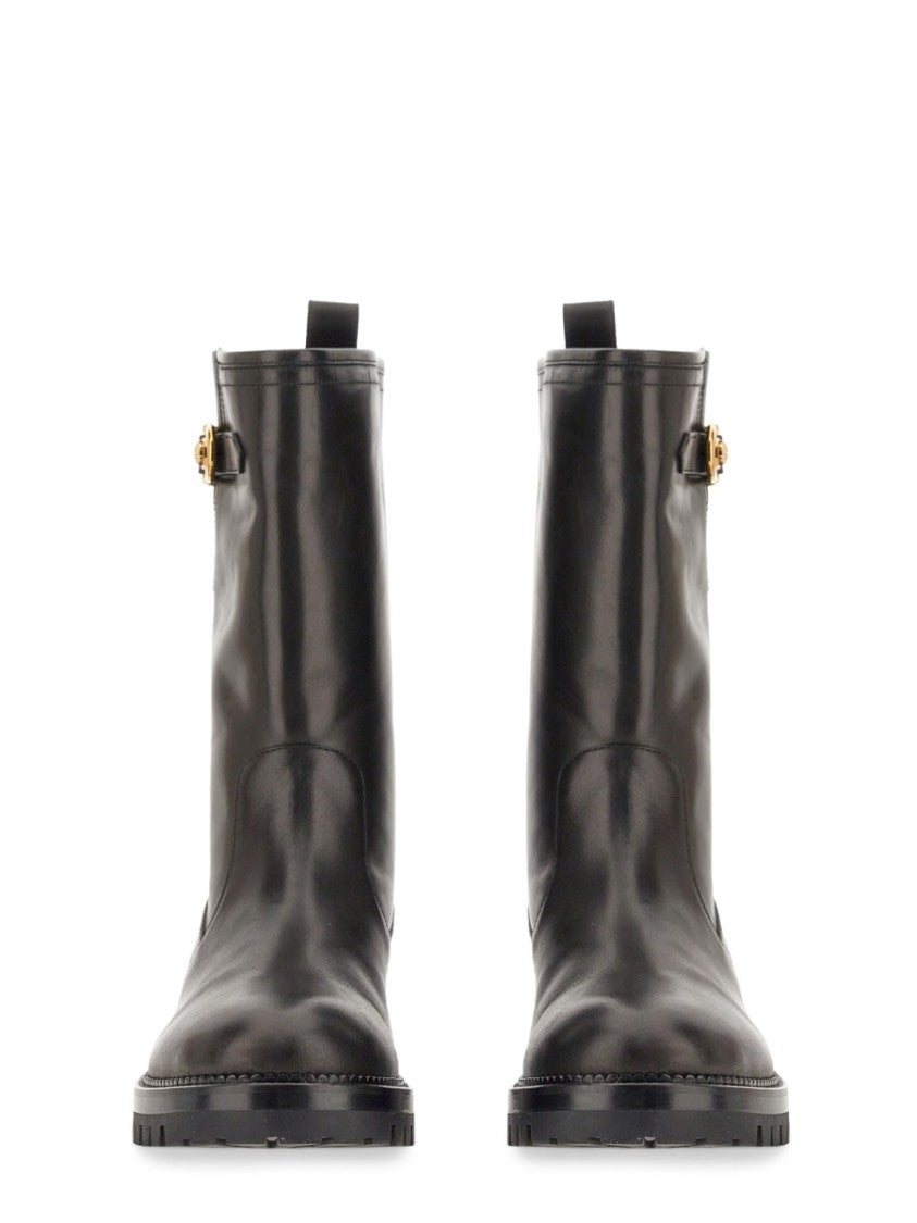 Versace Mid-Calf Boots With Polished Finish