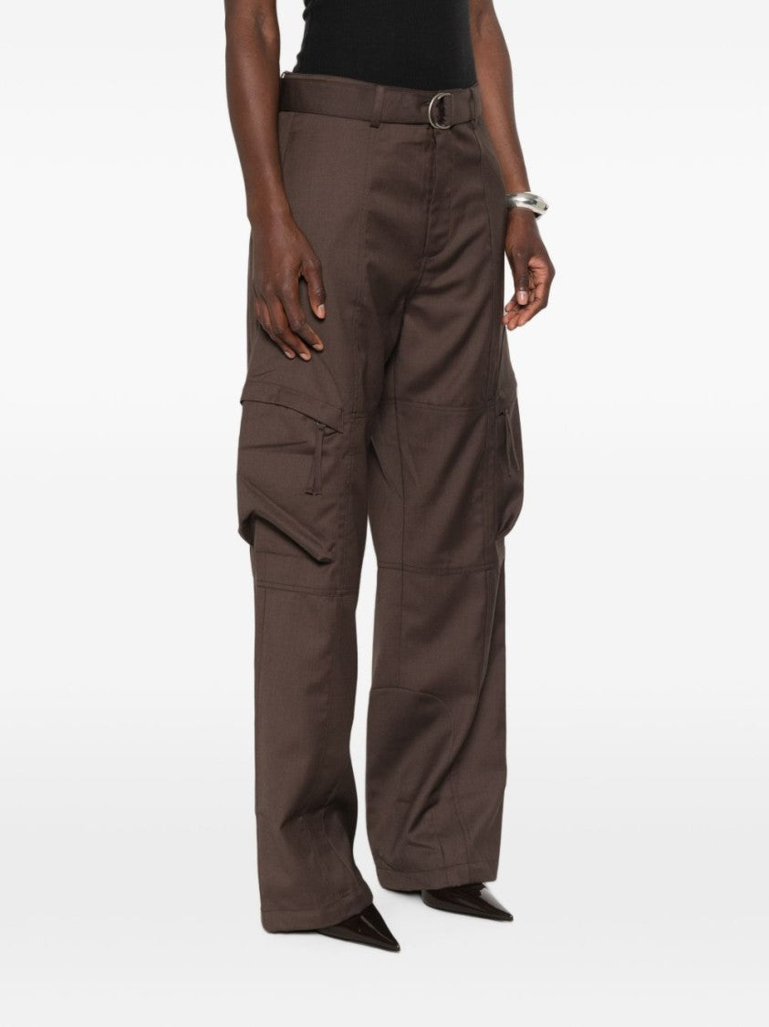 The Frankie Shop High-Waisted Metal Buckle Cargo Wide-Leg Pants