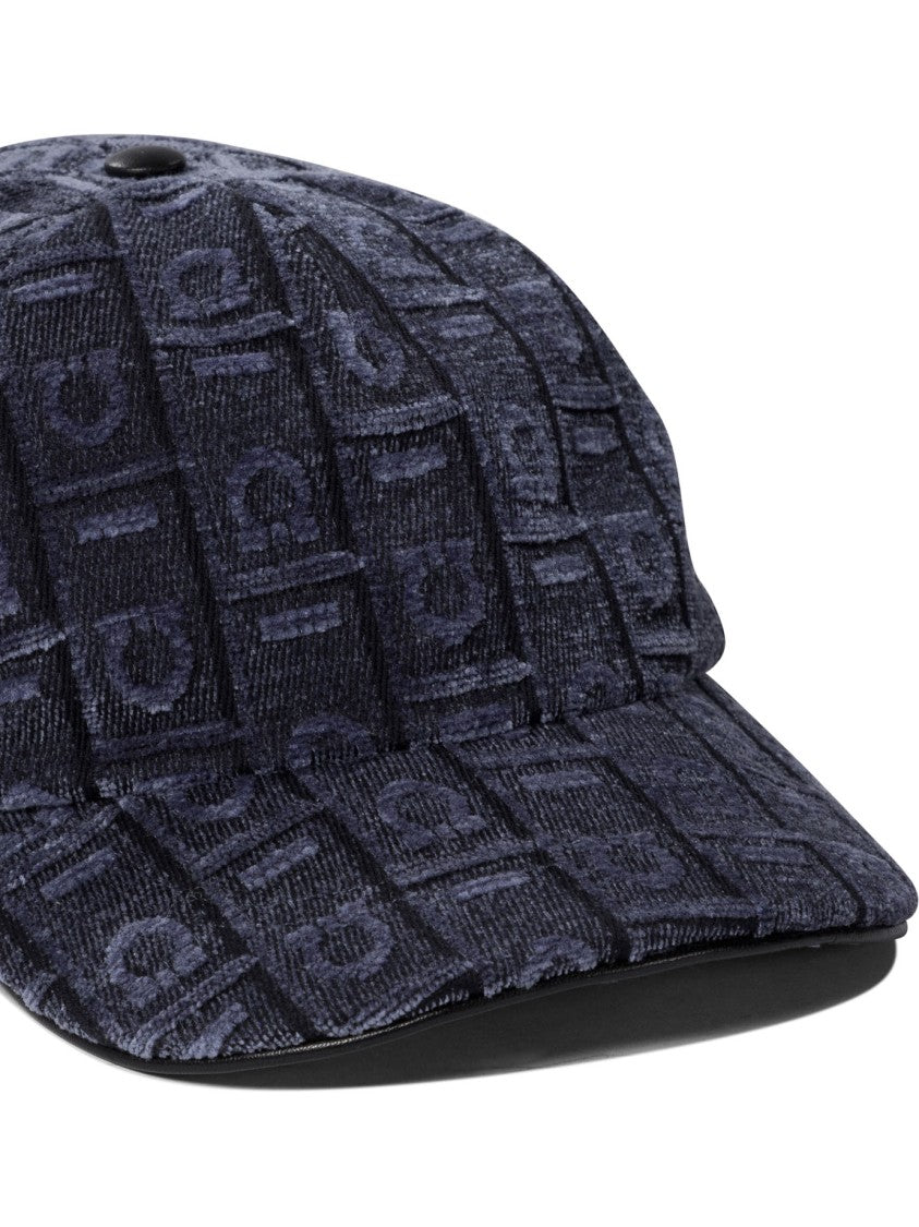 Ferragamo Structured Cap With Textured Geometric Pattern