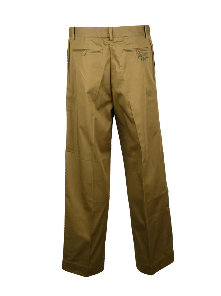 Maison Kitsuné High-Waisted Straight-Cut Trousers With Zip Closure And Subtle Branding
