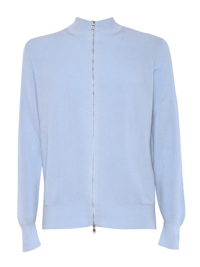 Ballantyne Full Zip Cotton Pullover With Ribbed Texture