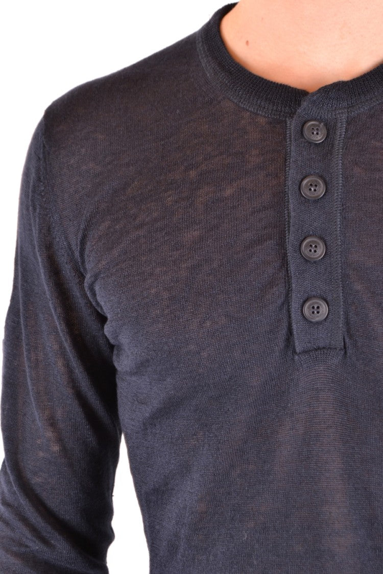 Woolrich Lightweight Linen Sweater With Buttoned Neckline