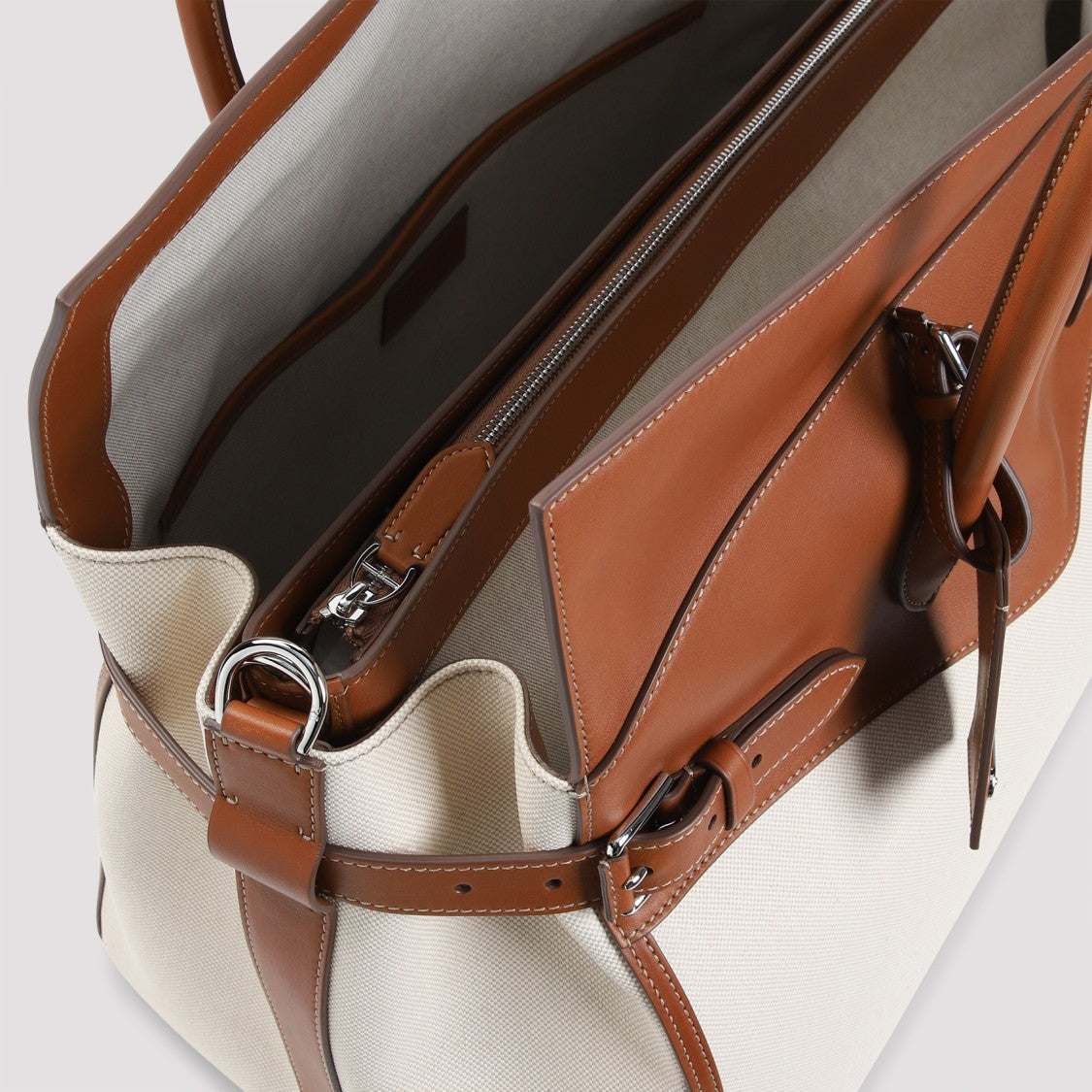 Ralph Lauren X Purple Label Spacious Leather And Canvas Shopper