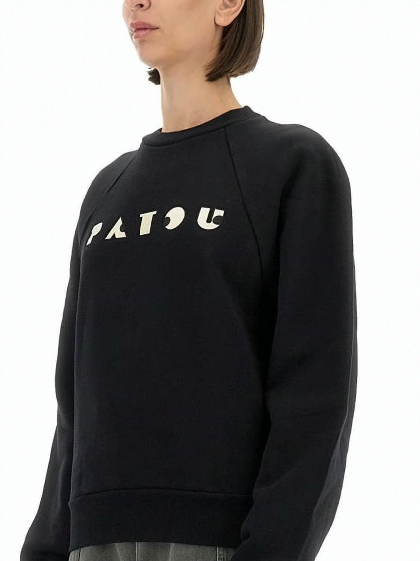 Patou Long-Sleeve Cotton Top With Puffed Sleeves And Graphic Detail