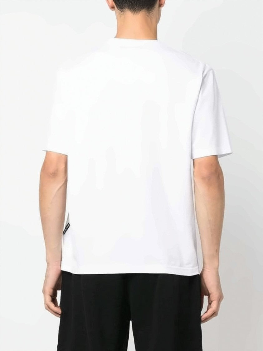 Palm Angels Relaxed Fit White Cotton T-Shirt With Gothic Logo