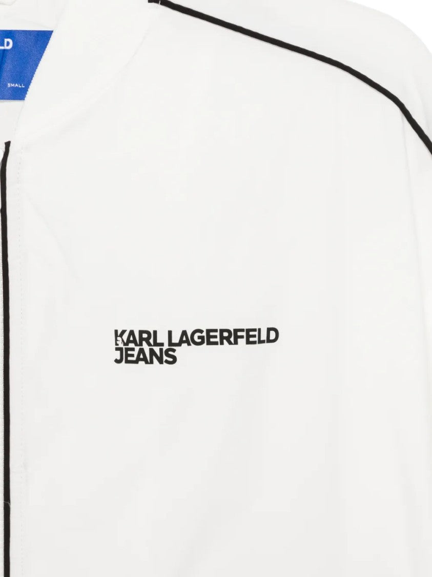 Karl Lagerfeld Cropped Bomber Jacket With Black Piping