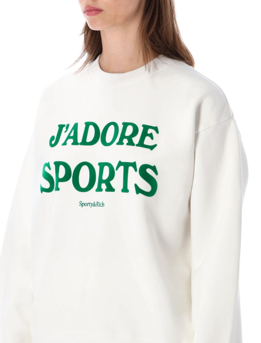 Sporty And Rich J'adore Green Print Crewneck Sweatshirt