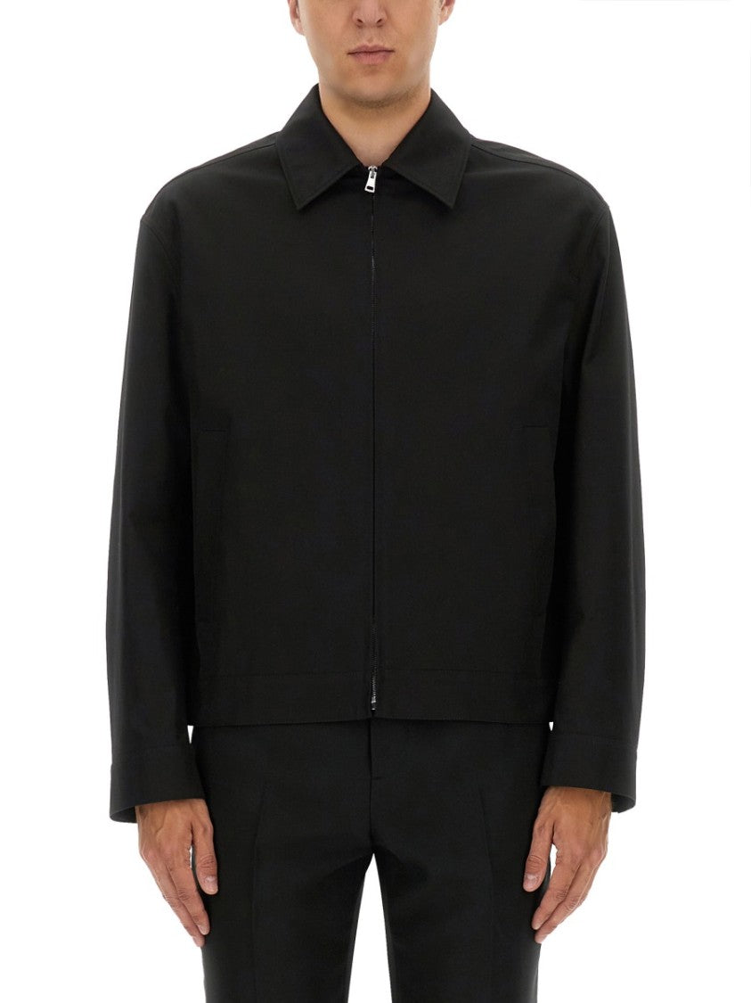 Gucci Cotton Twill Jacket With Minimalist Design And Striped Accents