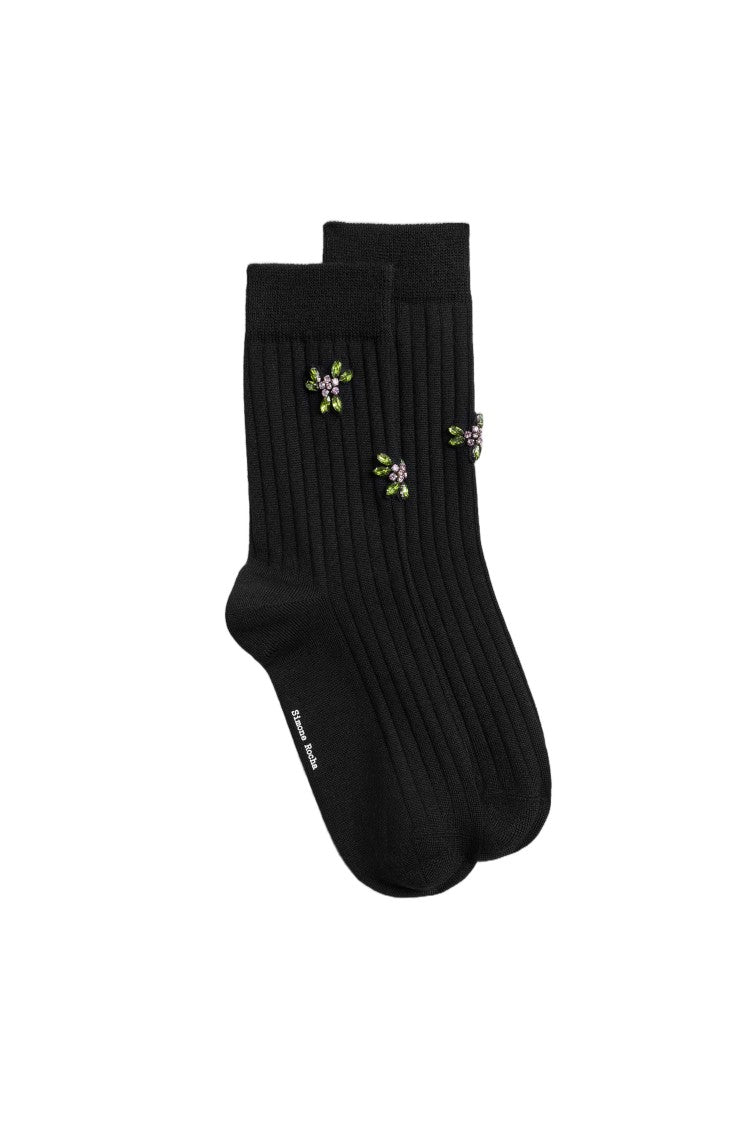 Simone Rocha Black Merino Wool-Silk Ankle Socks