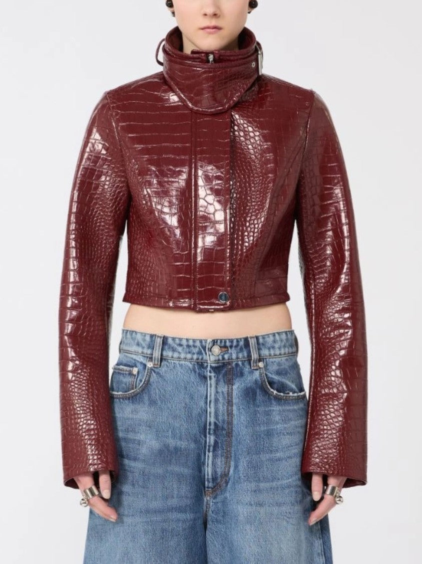 Sportmax Alligator Print Patent Leather Jacket