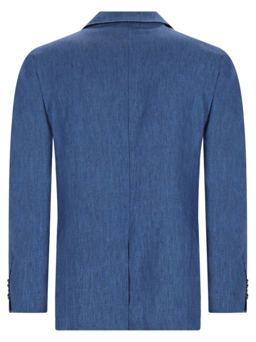 120% Lino Linen Single-Breasted Tailored Blazer
